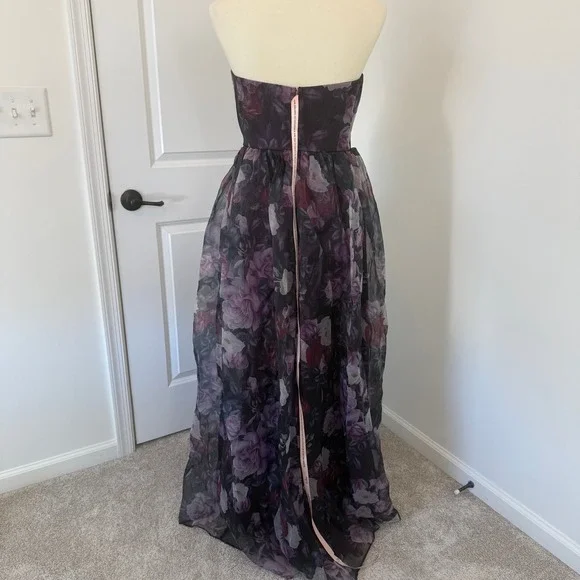 NWT Lulus Wonderful Waltz Purple Floral Print Strapless Bustier Maxi Dress Sz M - Picture 6 of 11